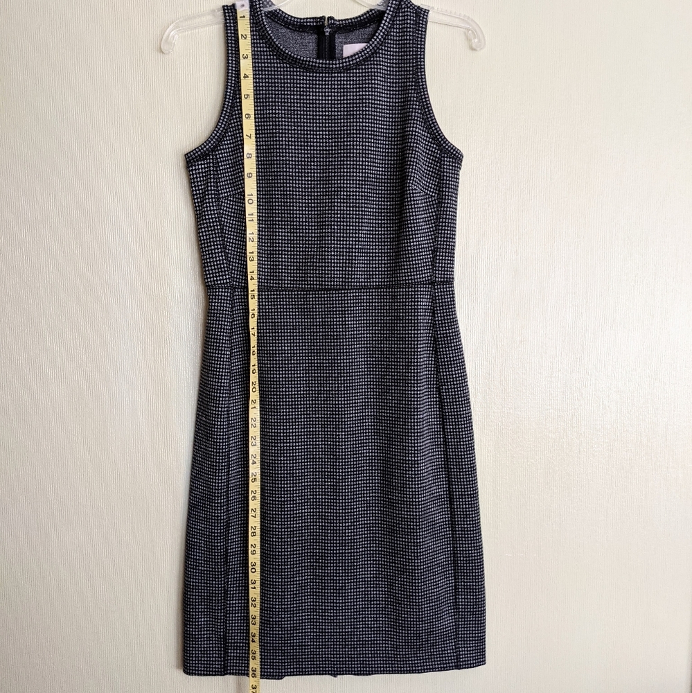 Loft Sheath Dress Black Ponte Knit Patterned Sleeveless - Picture 16 of 17